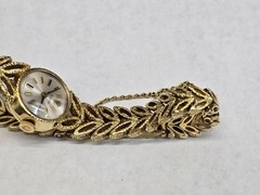 Vintage 50s Rolex 14K Gold Ladies 17.5mm Cocktail Watch Textured Leaf Band