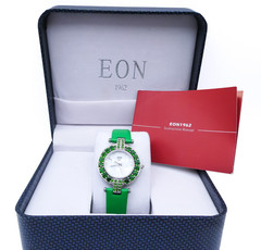 Sterling Silver Green Chrome Diopside Womens Adjustable Eon Watch New With Box