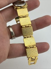 Vtg LA Express Ladies 21mm Watch Gold Tone Abalone Band MOP Dial 7″ – RUNS