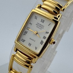VTG Giorgio Beverly Hills Quartz Watch Women Gold Tone Rectangle New Batte 7.25″