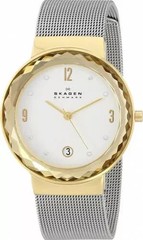 Skagen Watch Ladies Quartz Date Leonora SKW2002 Mineral Crystal Mesh Band
