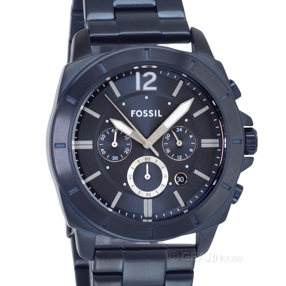 FOSSIL Privateer Mens Chronograph Watch, Dark Blue Dial, Stainless Steel Band
