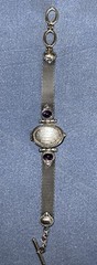 Ecclissi Sterling Silver 925 Bracelet Lady’s Watch W/faux amethyst & Flip Face