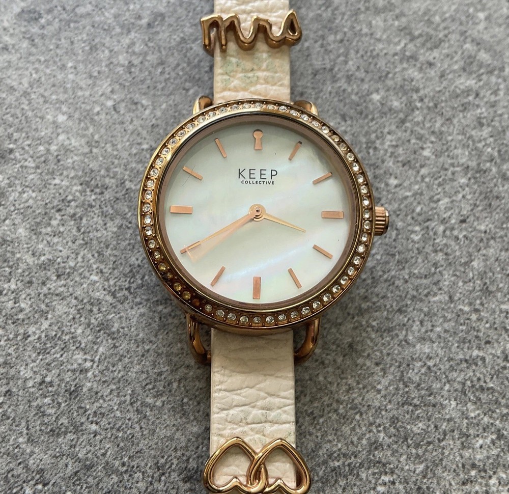 Keep Collective Charm Pave Timekey Watch Rose Gold Tone CaseMOP Dial Bin L