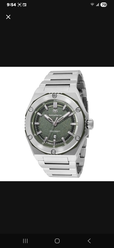 Technomarine Men’s Watch Coral Legacy Quartz Olive Green Dial Bracelet TM-416075