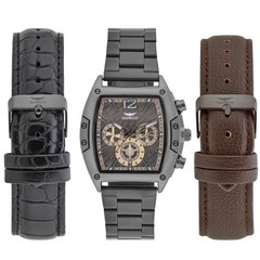 Gianello Obsidian 34 Interchangeable 3 Strap Watch Set