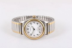 FOSSIL VT-2480 30M 100FEET WR FLEX BAND TWO- TONE WRISTWATCH NEW BATTERY 6716