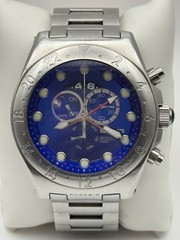 Android AD907 GMT Alarm Swiss Quartz Blue Dial 100M Stainless Steel Watch