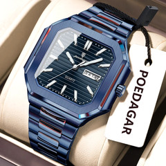 POEDAGAR Luxury Quartz Watch 40MM Men’s Stainless Steel Waterproof Luminous NEW