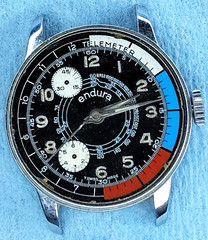 C1175 men Vintage Endura Telemeter Fancy Dial Manual Wind Up Old Watch Parts lot