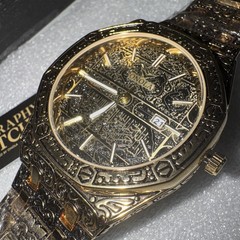 Rare – Onola Mens Calligraphy Watch Gold Tone / W J4