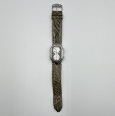 Philip Stein Teslar Women’s Quartz Dual Time 3 ATM Silver-Tone Green Leather