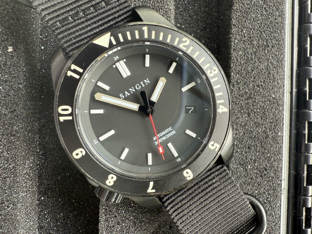 Sangin Instruments Atlas Automatic Watch DLC Stainless Steel 20 ATM