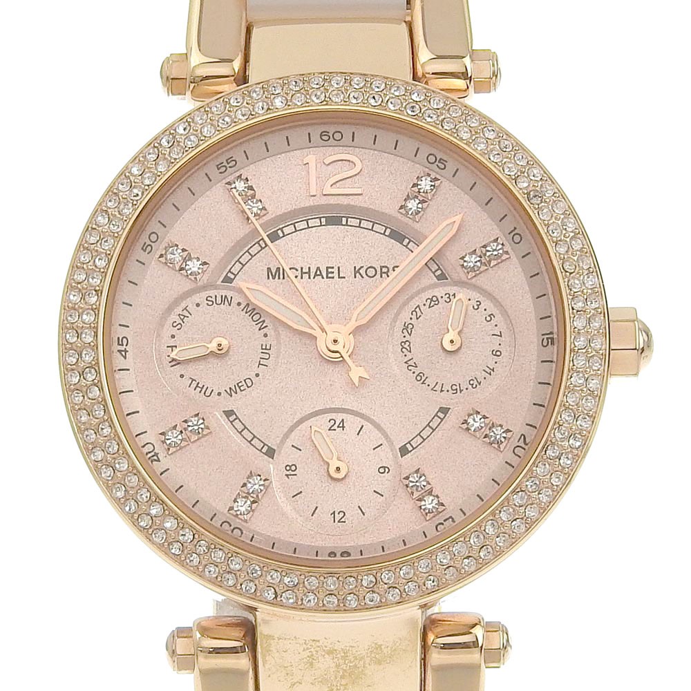 Michael Kors Day Date Watch MK6110 Stainless Steel Acetate Rose Gold Quartz Mult
