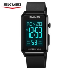 SKMEI Men Rectangle Watch LED Countdown Wristwatch Boys Girl Digital Sport Watch