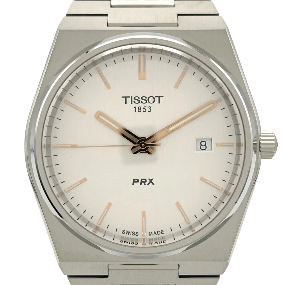 Used TISSOT watch men’s PRX T137.410.11.031.00 silver quartz 2A*******