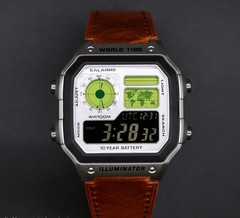 CASIO AE-1200WHD. Royale Watch Mod. Leather Strap. Negative Display. Silver Dial