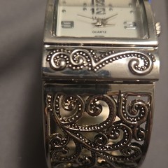 Vivani Women’s Quartz Analog Rectangle Watch White Dial Silver Filigree Bracelet