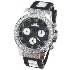 Men’s Hip Hop Watch Iced Bling Rapper Big Stones Silicone Band Luxury Fashion