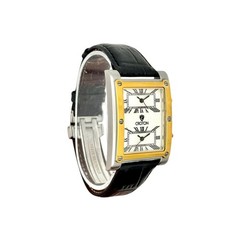 Croton Dual Time Tank Watch • Two-Tone Silver & Gold • 43 mm • Luxury Wristwatch
