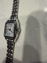 Accutime Silver Square Quartz Watch White Dial Roman Number Dial Silver Bracelet