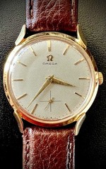 Collectible 1940s 14K Gold Omega Deville Trésor With Buffalo Calf Leather Strap