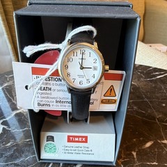 Timex Indiglo Women’s Black Leather Strap 30 M White Face With Date