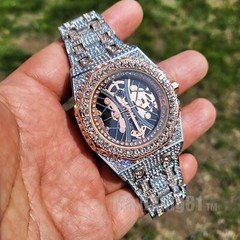 Men’s Luxury Watch Full Iced Simulated Diamond Skelecton Dial Rose Gold / Silver