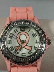 Woman’s 9 Inch Adjustable Crystal Pink Ribbon Awareness Watch