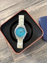 Fossil Still Aqua Glitz Pearlized Band, Turquoise Dial, With Box, Never Worn