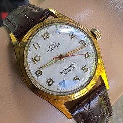 Vintage Birks men’s automatic watch Felsa 690 Bidynator Guilloché dial 1950s