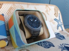 FOSSIL BQ 2109IE AIDEN BLACK DIAL WITH BLUE ACCENTS GUNMETAL STAINLESS BRACELET