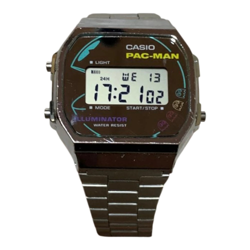 Casio Classic Pacman Collab A168WEPC-7A Silver Metal Band Used