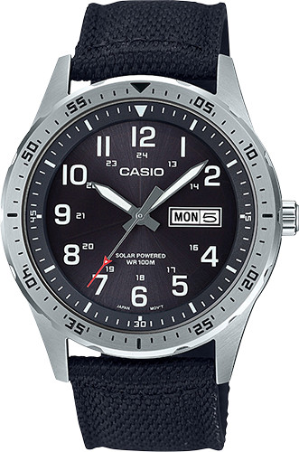 Casio MTP-S120L-1AV, Men’s Watch, Black Nylon, Black Dial, Date, Solar Battery