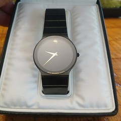 Movado Museum Watch Men 32mm Black Dial Black Tone Round 84.C6.880 New Battery