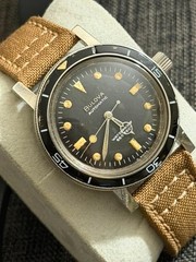 Bulova Snorkel 666 Ft Devil Diver Very Rare Bakelite Bezel Pumpkin Patina