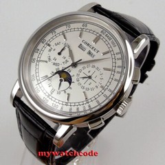 42mm corgeut white dial day night multifunction Sea-gull automatic mens watch