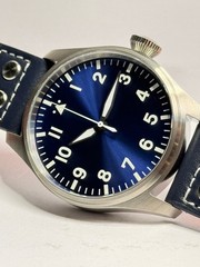 Pilot Watch 43mm Handmade Sapphire Crystal, 20ATM, Very Precise PT5000, Warranty
