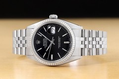 ROLEX DATEJUST 16234 18K WHITE GOLD STAINLESS STEEL JUBILEE BLACK DIAL WATCH