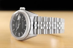 ROLEX DATEJUST 16234 18K WHITE GOLD STAINLESS STEEL JUBILEE BLACK DIAL WATCH