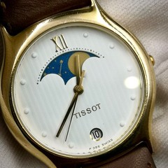Vintage and Rare TISSOT Moonphase Unisex quartz watch. Mineral Crystal. F356