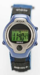 Acqua Womens Watch Plastic Gray Blue Nylon Chro Date Alarm Light 24hr 30m Quartz