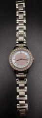 Fossil Pink Face Rhinestone Womens Watch, Needs Battery or Repair
