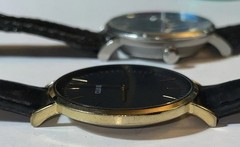 Lot of 2 Cluse Quartz Watches, Black leather bands, Unisex