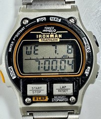 Vtg 1994 TIMEX Ironman Triathlon 85168 8-Lap Indiglo SS Bracelet NEW BATTERY