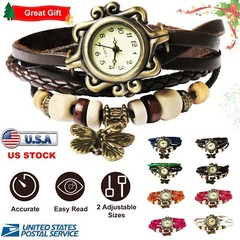 Retro Bohemian Women’s Watch Handmade Leather Bracelet Watch Christmas Gift