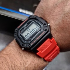 Casio W-218H-4BV Men’s Red Resin Band LED Backlight 50M WR Stopwatch Alarm