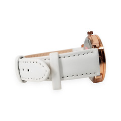 STRADA Rose Gold White Crystal Faux Leather Band Quartz 36MM Wrist Watch