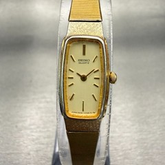 Seiko Watch Women 13mm Champagne Dial Gold Tone Rectangle 2E20-5019 New Battery