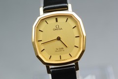 Vintage 1980 Near MINT OMEGA De Ville 24mm 591.0103 Quartz Gold Dial Women’s